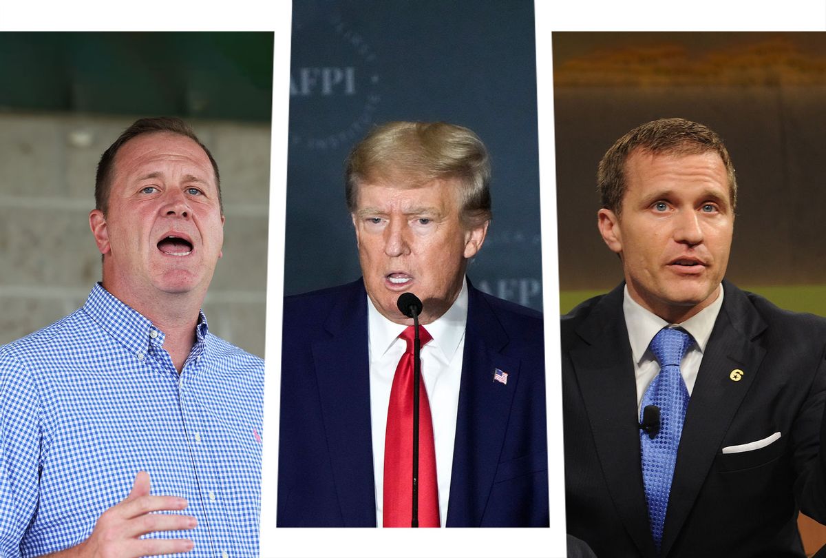 Eric Schmitt, Donald Trump and Eric Greitens (Photo illustration by Salon/Getty Images)
