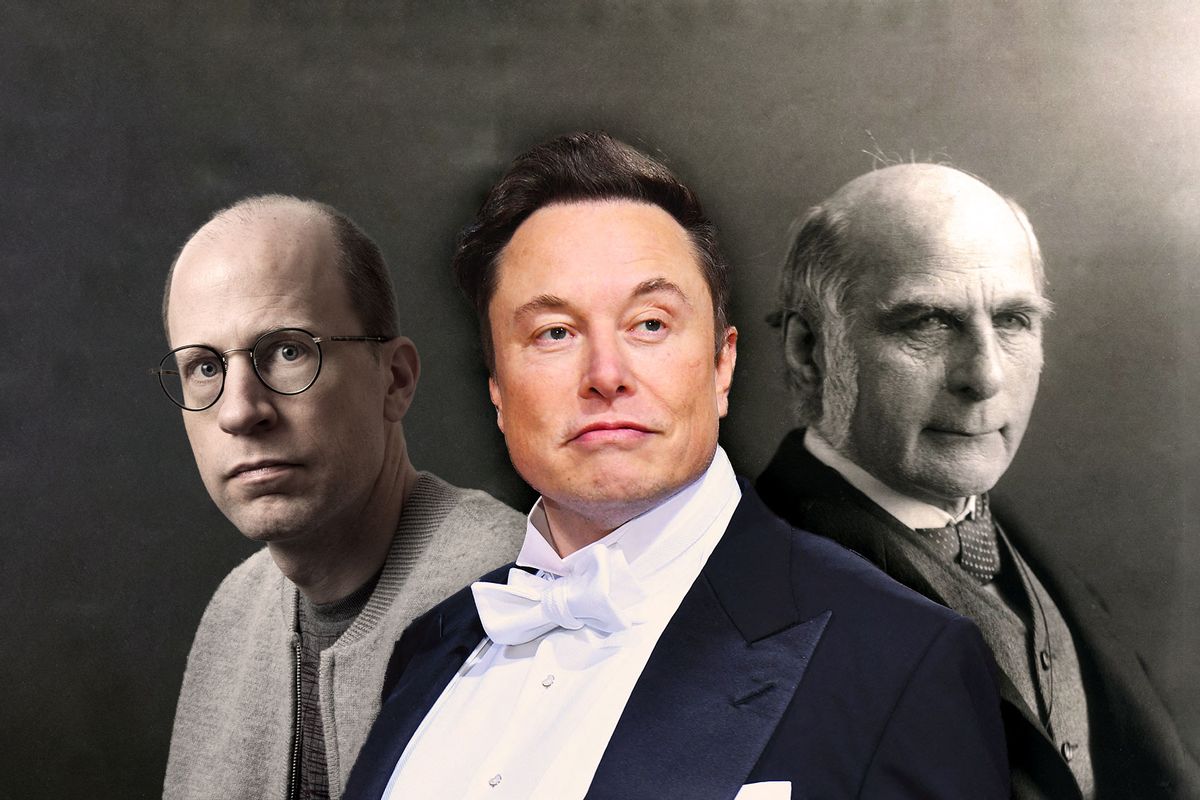 (L-R) Nick Bostrom Philosopher at the Future of Humanity Institute in Oxford, Tesla CEO Elon Musk and Sir Francis Galton the father of Eugenics (Photo illustration by Salon/Getty Images)