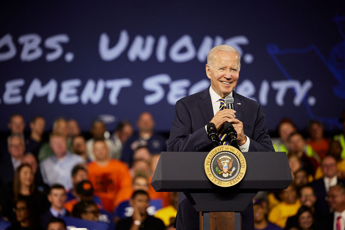 U.S. President Joe Biden speaks to supporters at Max S. Hayes High School on July 6, 2022 in Cleveland, Ohio. (Angelo Merendino/Getty Images)