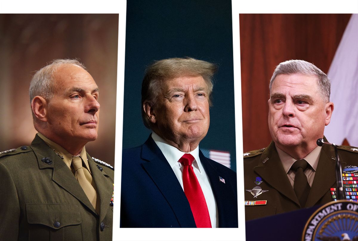 General John Kelly, Former President Donald Trump and General Mark Milley (Photo illustration by Salon/Getty Images)