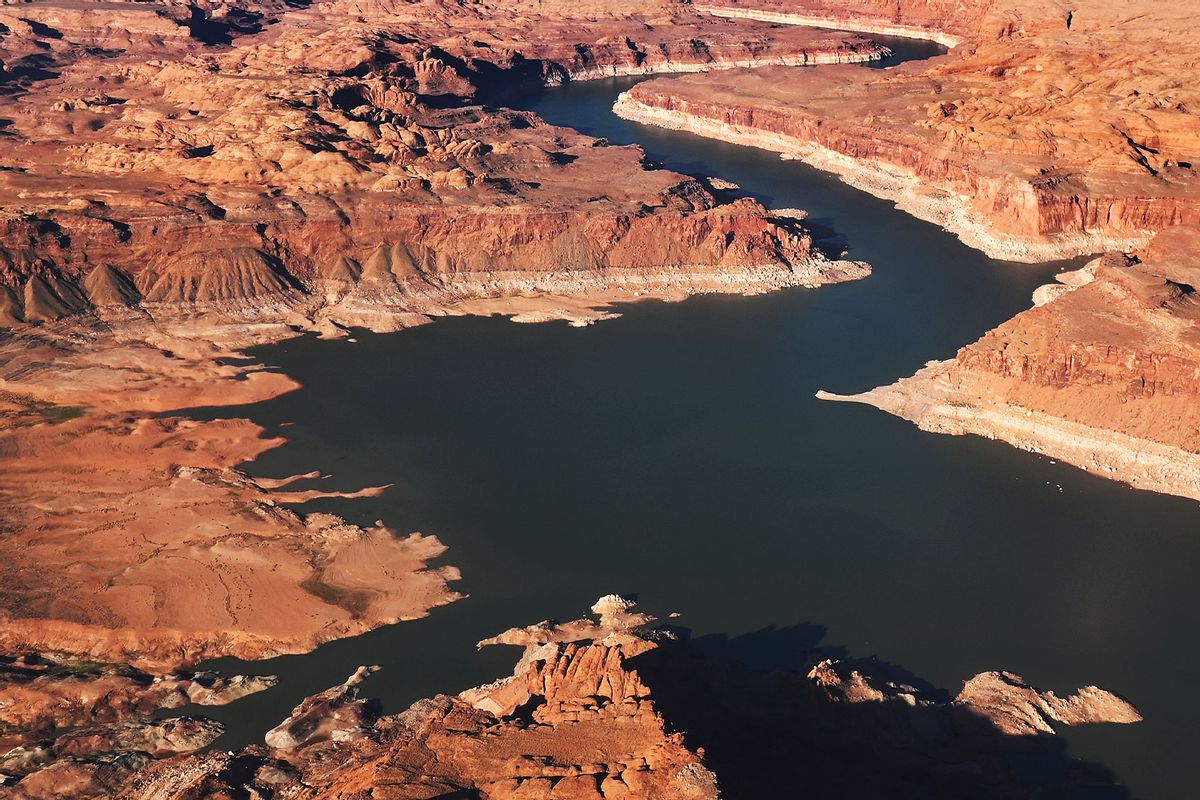 Water levels are at a historic low at Lake Powell on April 5, 2022 in Page, Arizona. (RJ Sangosti/MediaNews Group/The Denver Post via Getty Images)