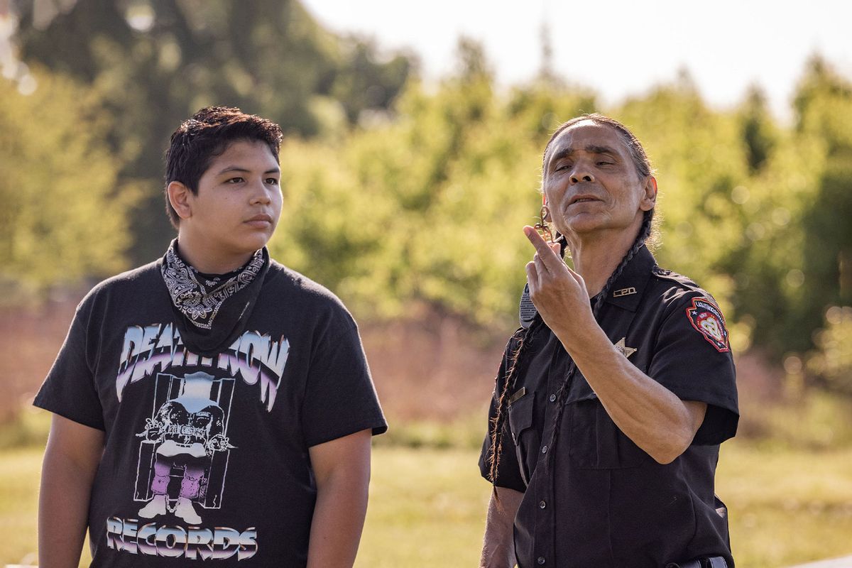 Lane Factor as Cheese and Zahn McClarnon as Big on "Reservation Dogs" (Shane Brown/FX)