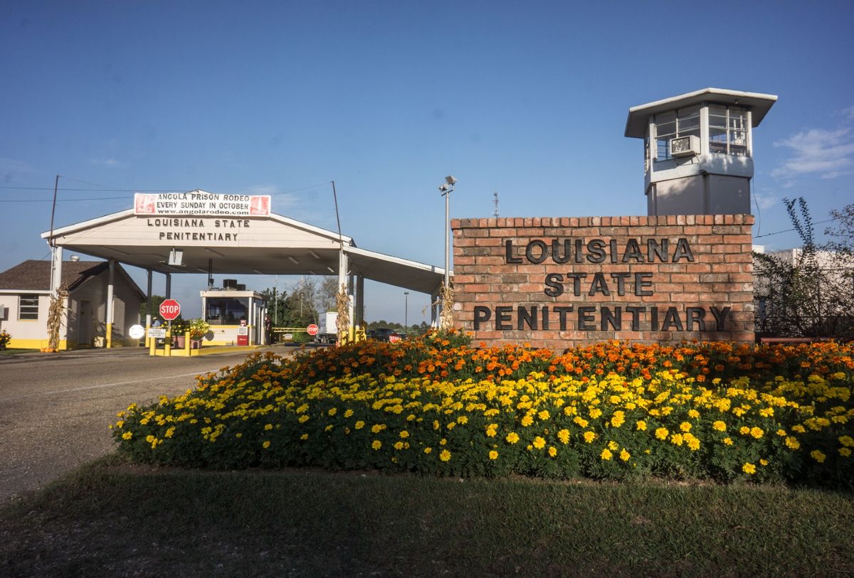 The entrance of Angola Prison, Louisiana. The Louisiana State Penitentiary, also known as Angola, and nicknamed the "Alcatraz of the South" and "The Farm" is a maximum-security prison farm in Louisiana operated by the Louisiana Department of Public Safety & Corrections.  (Giles Clarke/Getty Images)
