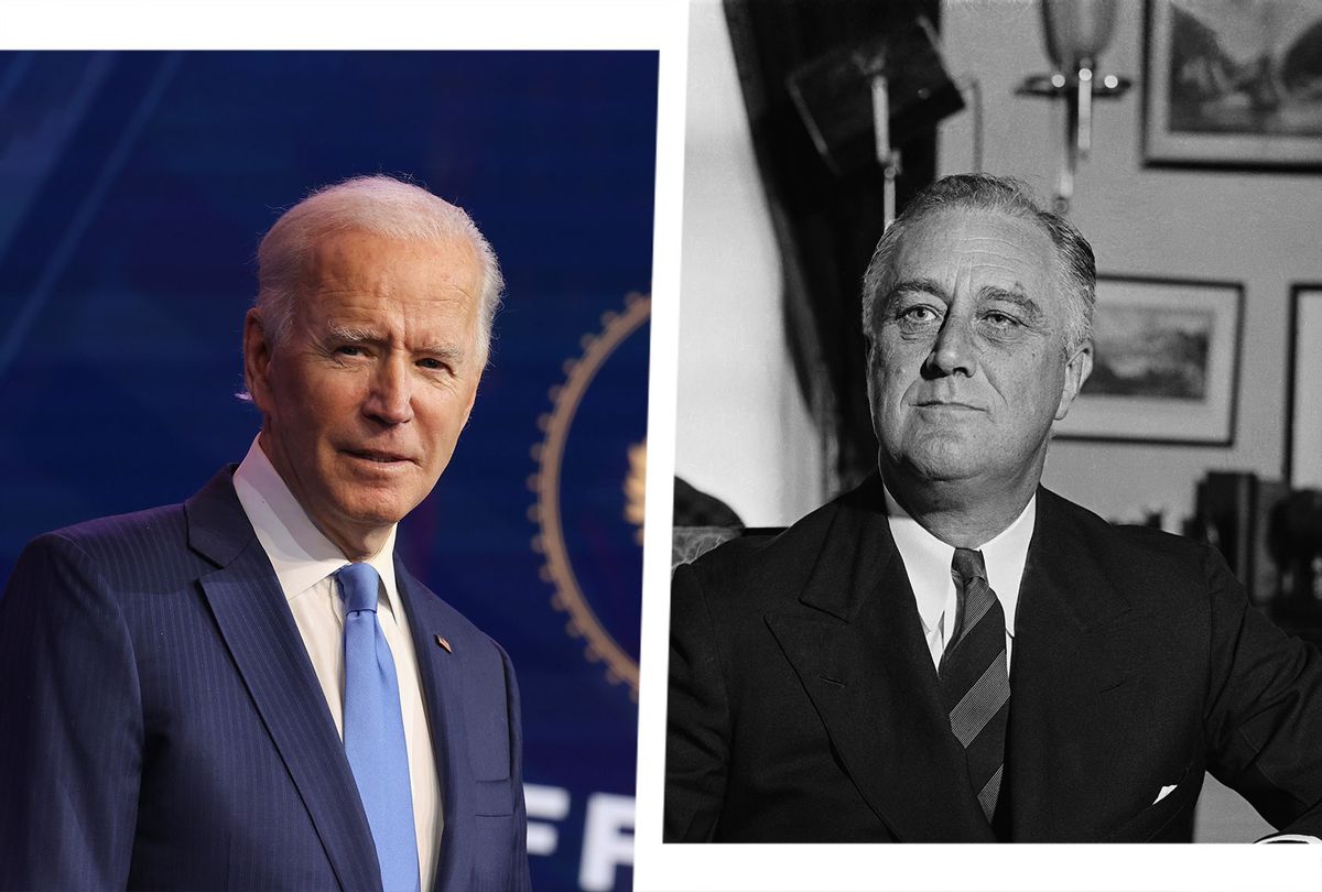Joe Biden and Franklin Delano Roosevelt (Photo illustration by Salon/Getty Images)