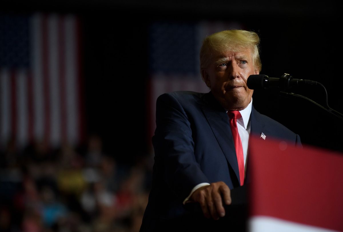 Former President Donald Trump speaks at a rally at the Covelli Centre on September 17, 2022 in Youngstown, Ohio. (Jeff Swensen/Getty Images)