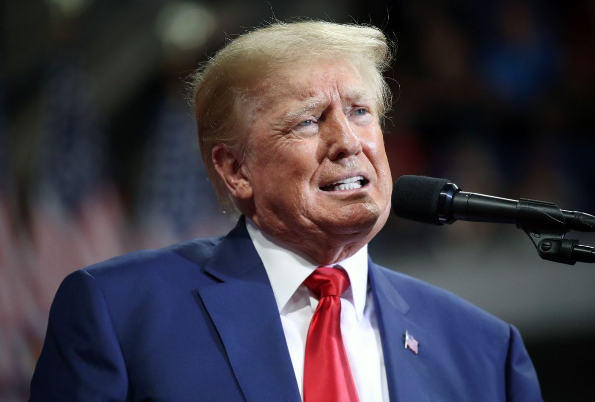 Former president Donald Trump speaks to supporters at a rally to support local candidates at the Mohegan Sun Arena on September 03, 2022 in Wilkes-Barre, Pennsylvania. (Spencer Platt/Getty Images)