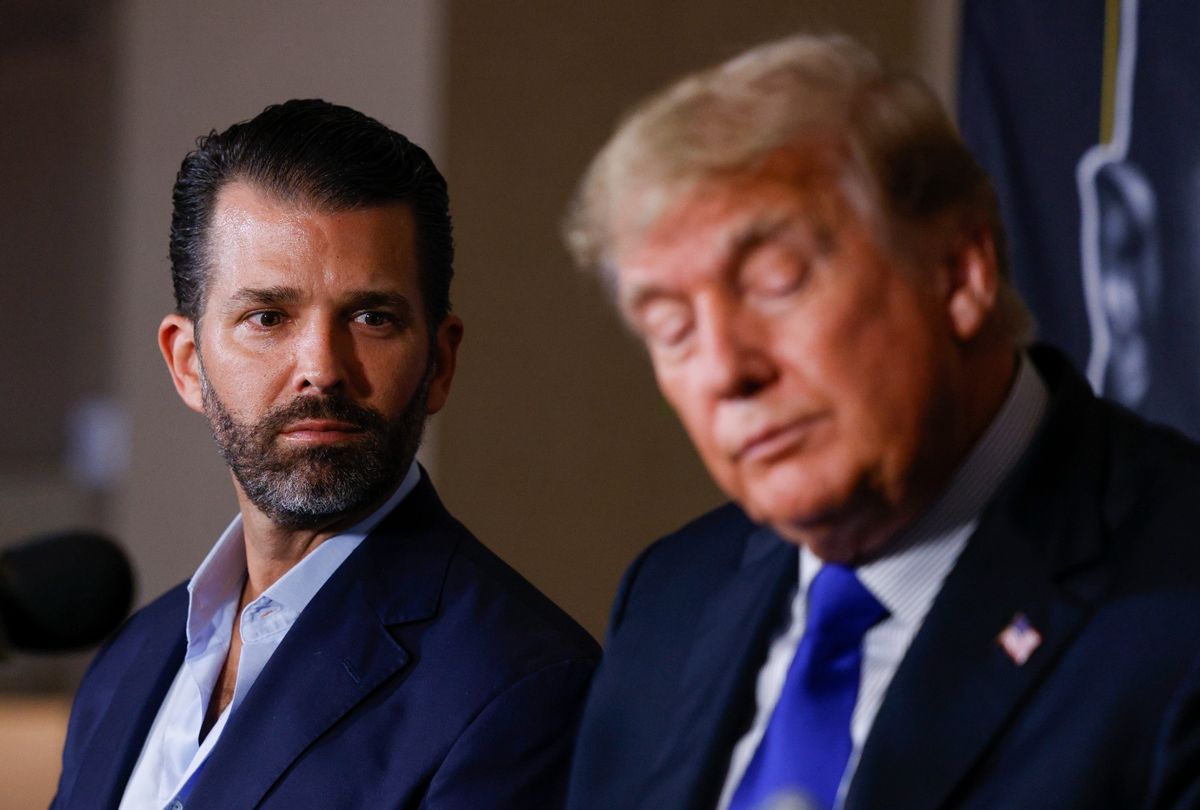 Donald Trump Jr. and former President Donald Trump at Seminole Hard Rock Hotel & Casino on September 11, 2021 in Hollywood, Florida.  (Douglas P. DeFelice/Getty Images)