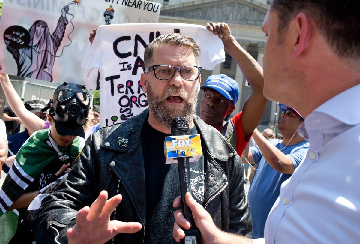 The alt-right leader and former co-founder of Vice Magazine Gavin McInnes attends an Act for America rally to protest sharia law on June 10, 2017 in Foley Square in New York City. (Andrew Lichtenstein/ Corbis via Getty Images)