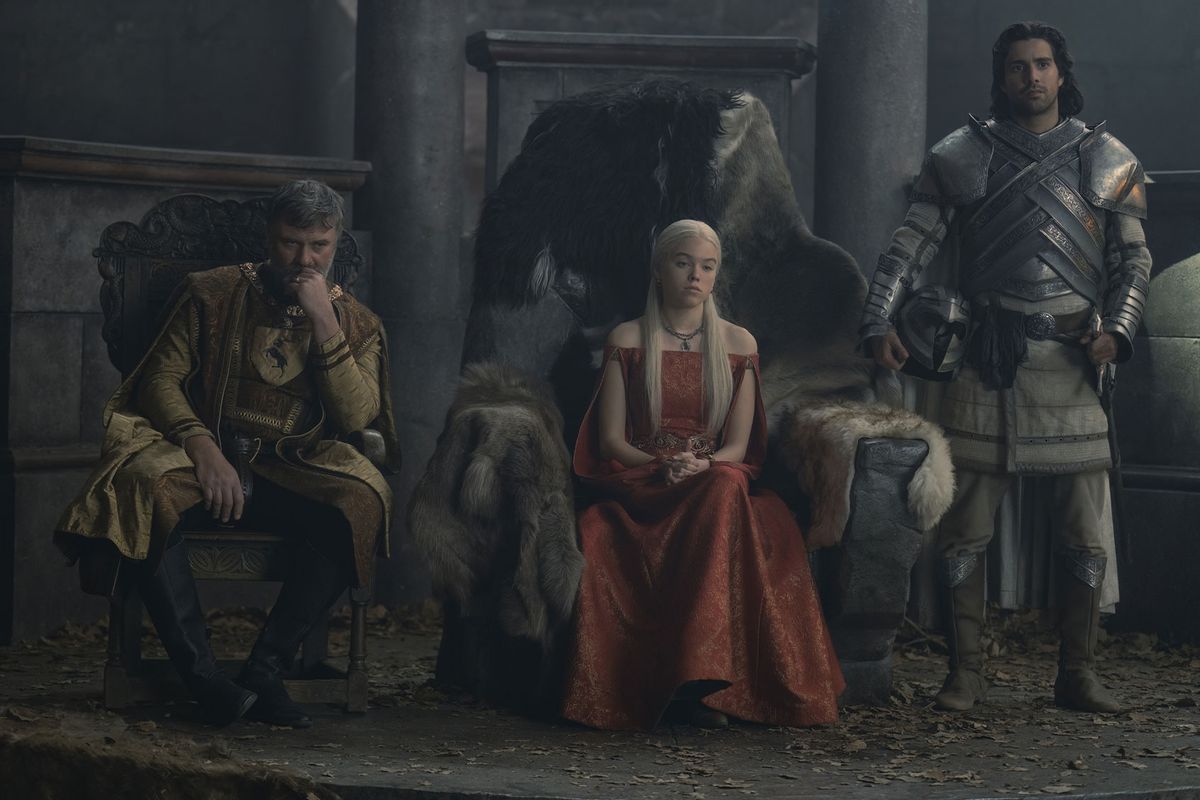 Julian Jones, Milly Alcock and Fabien Frankel on "House of the Dragon" (Ollie Upton / HBO)