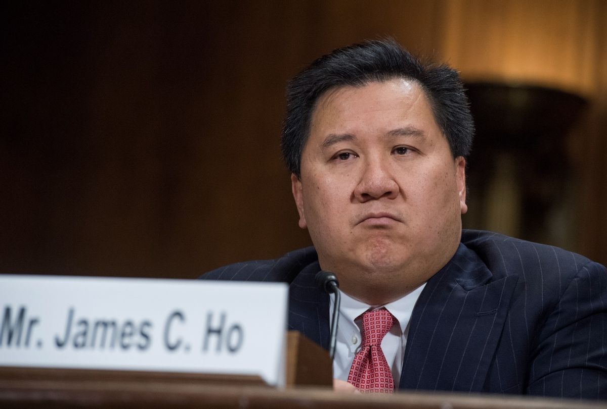 Judge James C. Ho testifies during his Senate Judiciary Committee confirmation hearing in Dirksen Building on November 15, 2017.  (Tom Williams/CQ Roll Call via Getty Images)