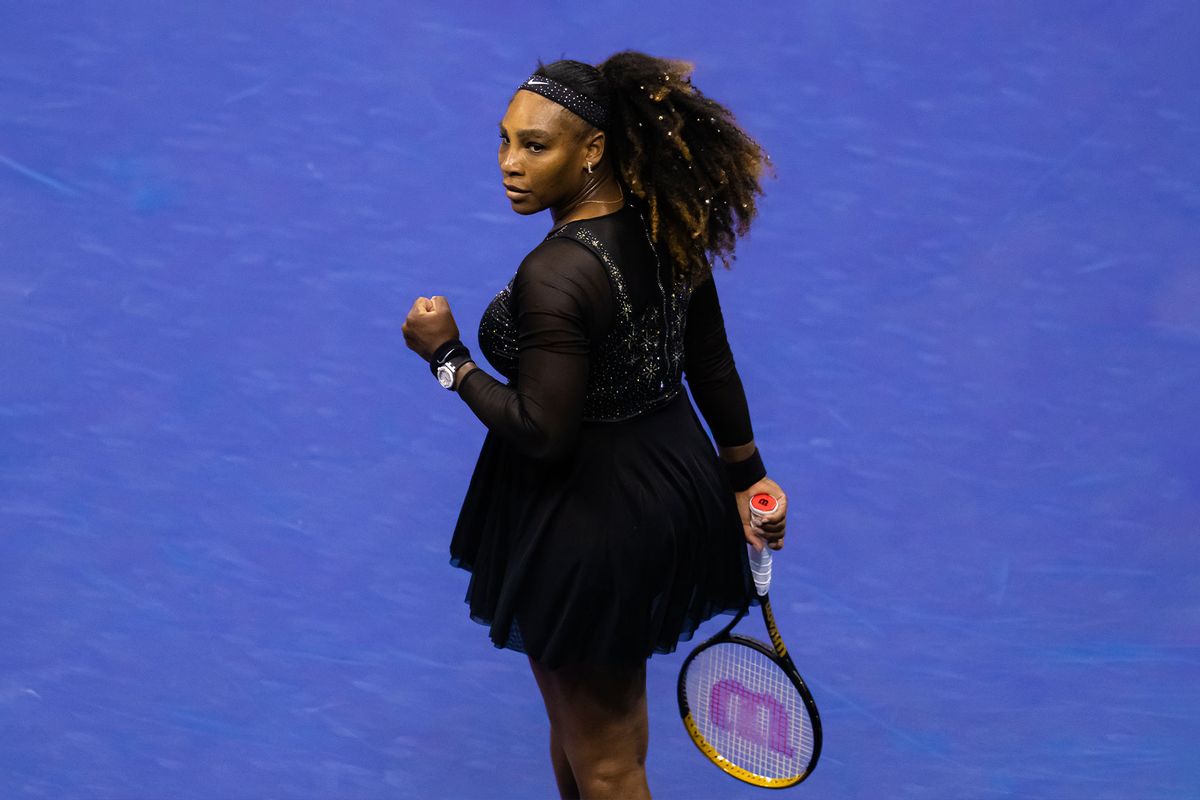 Serena Williams of the United States celebrates winning a point against Anett Kontaveit of Estonia during her second round match on Day 3 of the US Open Tennis Championships at USTA Billie Jean King National Tennis Center on August 31, 2022 in New York City (Robert Prange/Getty Images)