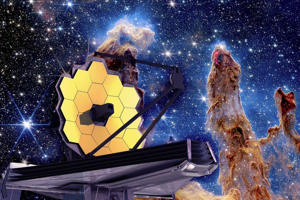 James Webb Telescope and Pillars of Creation (Photo illustration by Salon/Getty Images/NASA)
