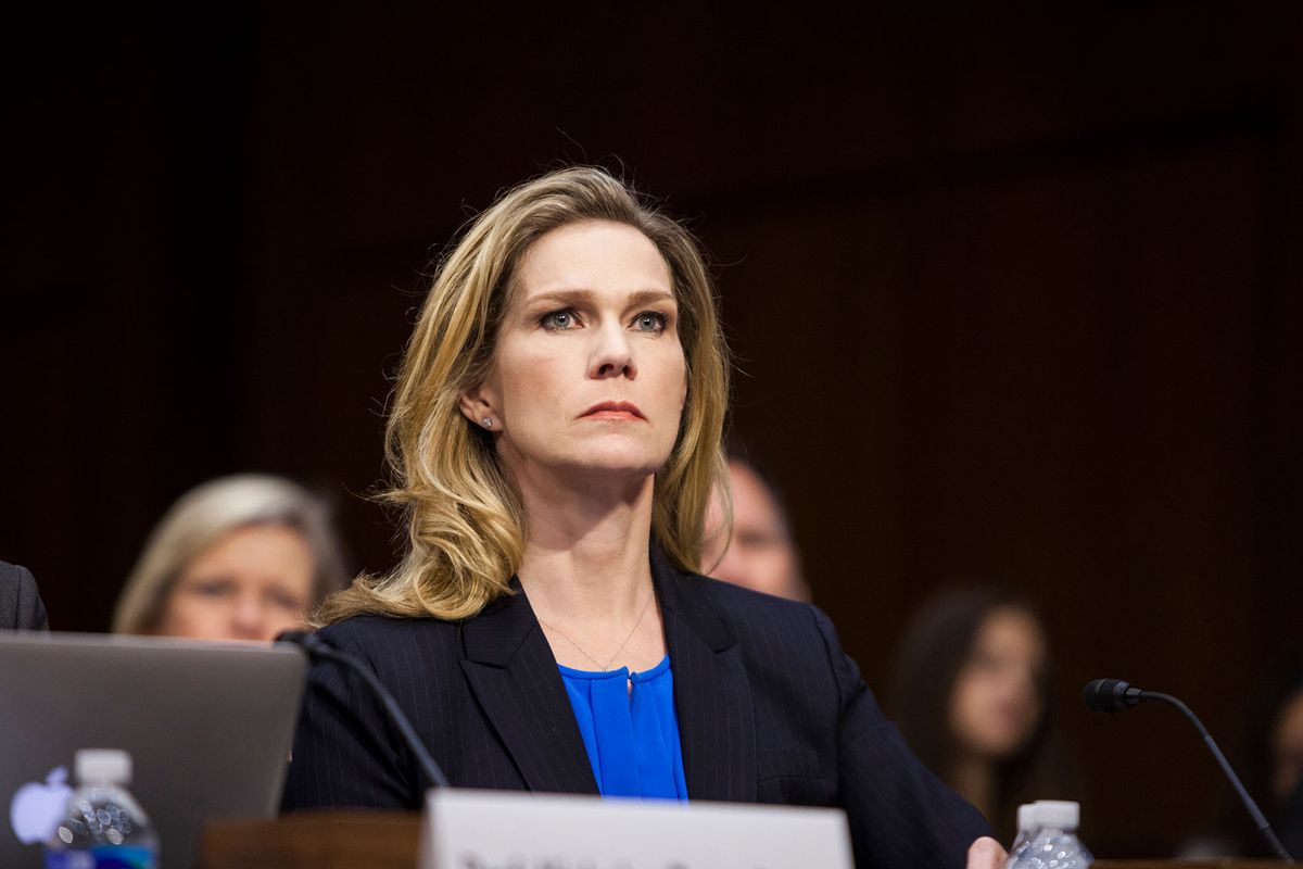 Catherine Engelbrecht, founder of True the Vote, testifies at the confirmation hearing for Loretta Lynch to replace U.S. Attorney General Eric Holder by the Senate Judiciary Committee at the U.S. Capitol in Washington, D.C. on January 29, 2015. (Samuel Corum/Anadolu Agency/Getty Images)