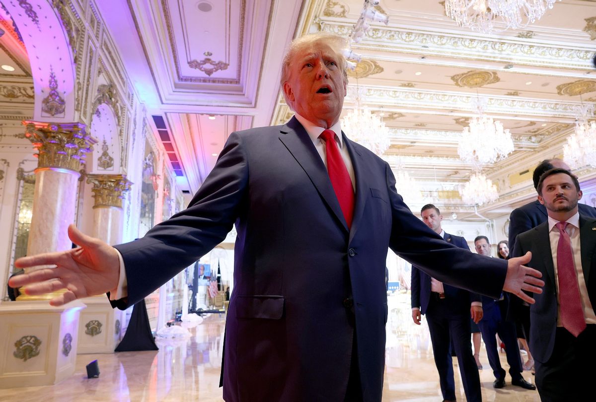 Former President Donald Trump speaks to the media during an election night event at Mar-a-Lago on November 08, 2022 in Palm Beach, Florida.  (Joe Raedle/Getty Images)