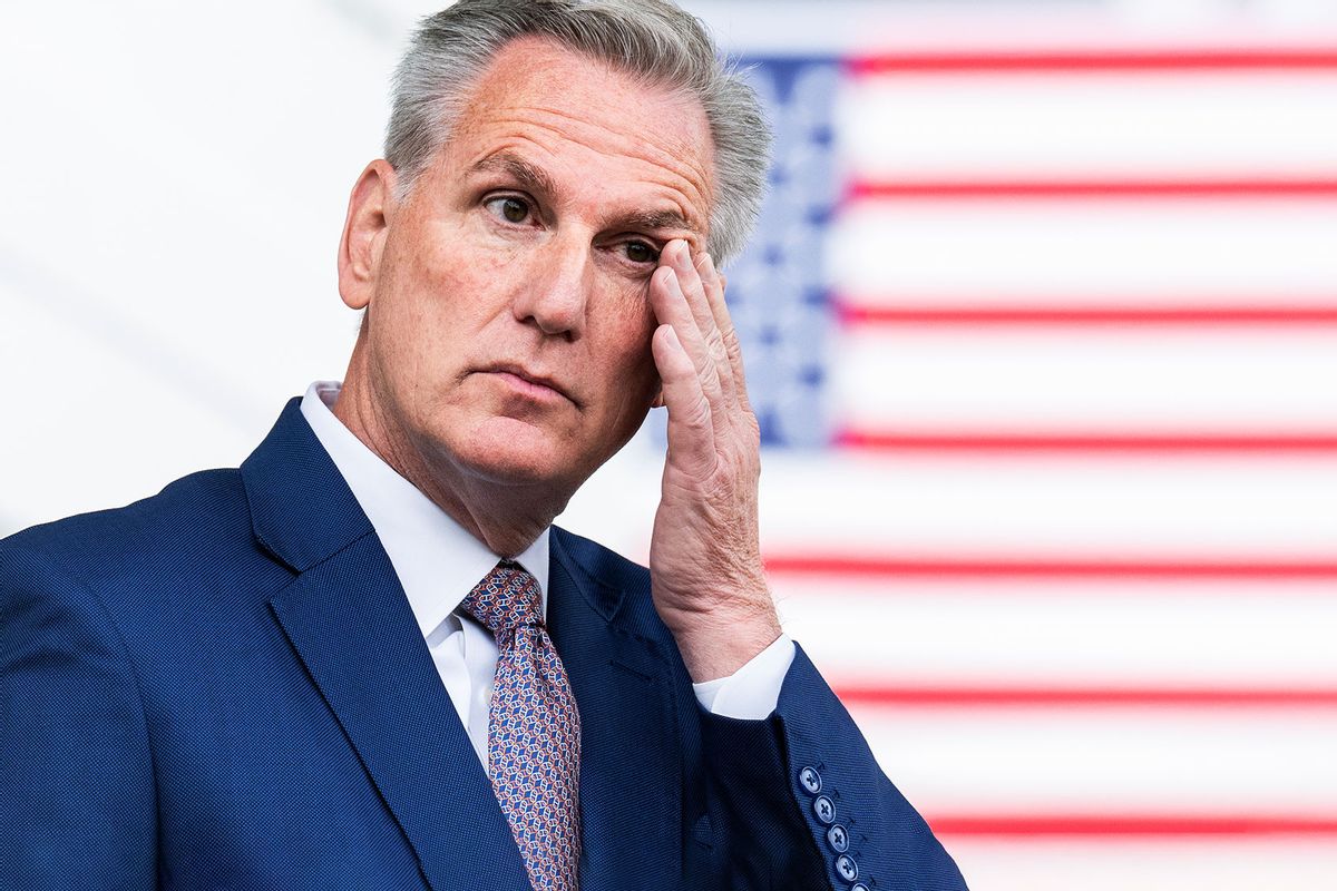 House Minority Leader Kevin McCarthy, R-Calif., is seen after a meeting about avoiding a railroad worker strike with President Joe Biden at the White House on Tuesday, November 29, 2022. (Tom Williams/CQ-Roll Call, Inc via Getty Images)