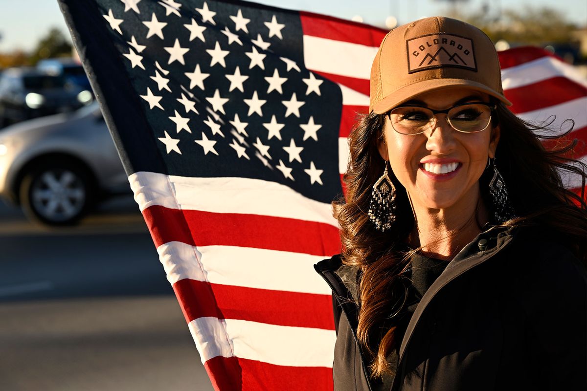 Congresswoman Lauren Boebert joined others during an Election Day rally on November 8, 2022 in Grand Junction, Colorado. (RJ Sangosti/MediaNews Group/The Denver Post via Getty Imagest)