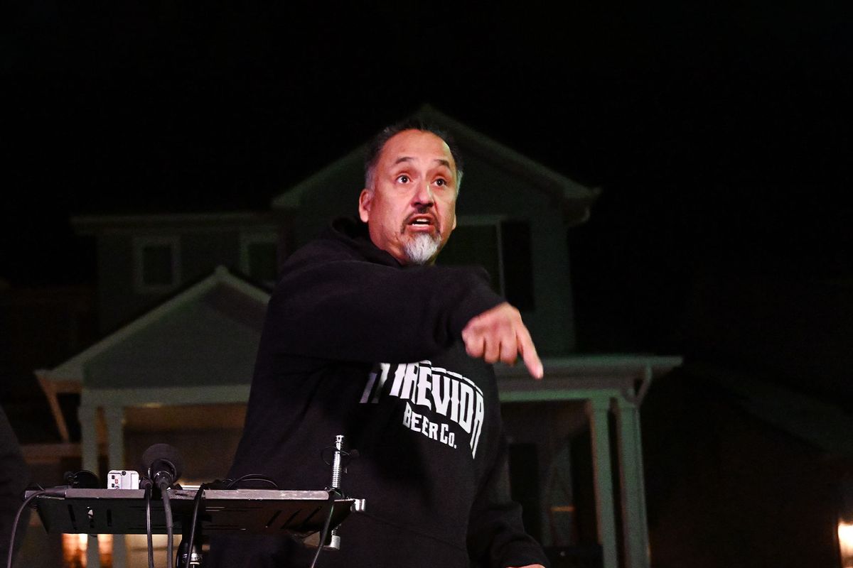 Richard Fierro describes how he took the shooter down the night of the shooting at Club Q while outside of his home on November 21, 2022 in Colorado Springs, Colorado. (Helen H. Richardson/MediaNews Group/The Denver Post via Getty Images)