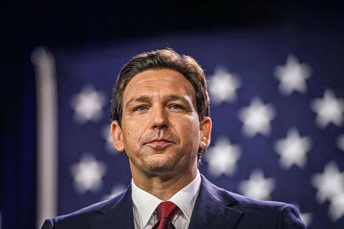 Republican gubernatorial candidate for Florida Ron DeSantis speaks during an election night watch party at the Convention Center in Tampa, Florida, on November 8, 2022. (GIORGIO VIERA/AFP via Getty Images)
