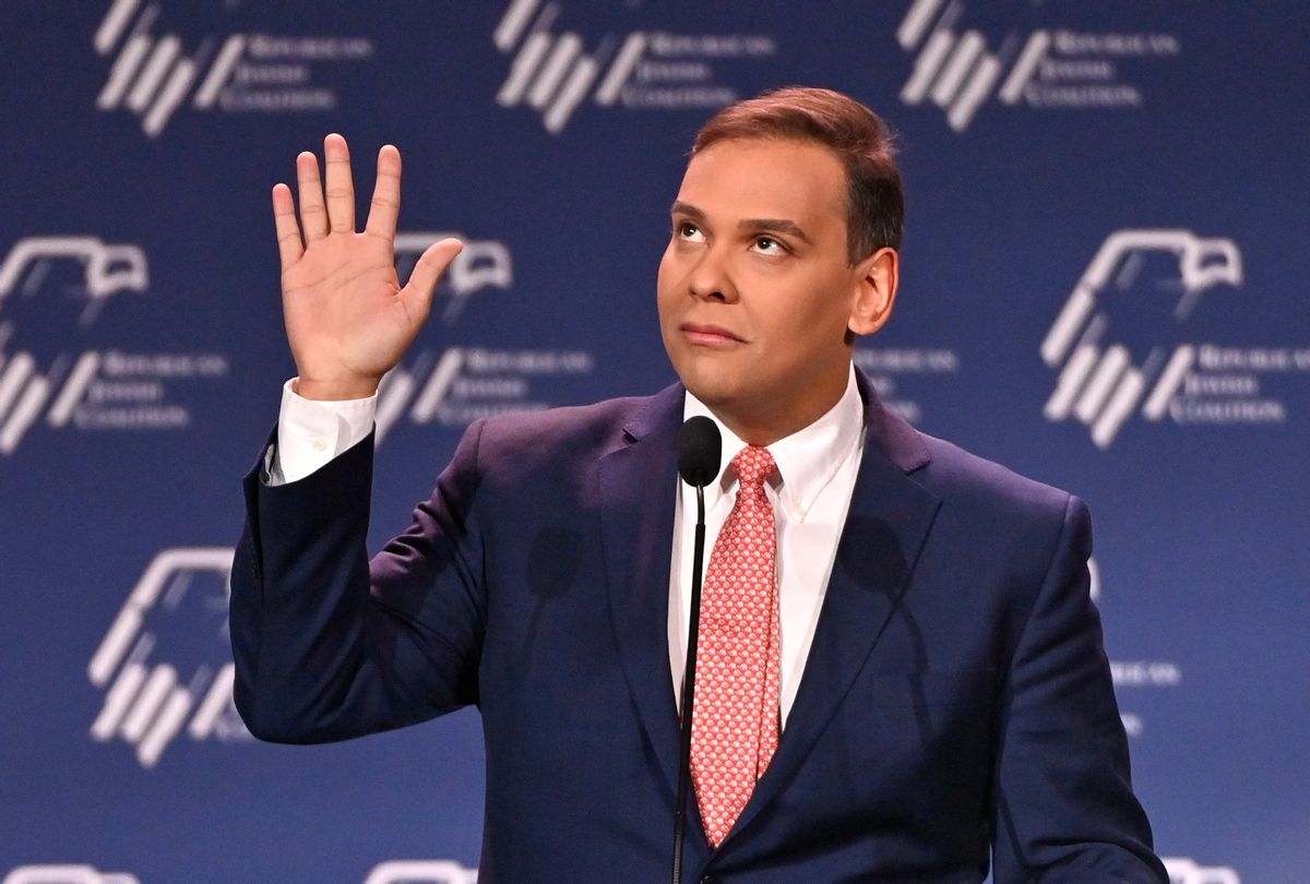 New York Congressman-Elect George Santos speaks during the Republican Jewish Coalition (RJC) Annual Leadership Meeting at the Venetian Las Vegas in Las Vegas, Nevada on November 19, 2022.  (David Becker for the Washington Post via Getty Images)