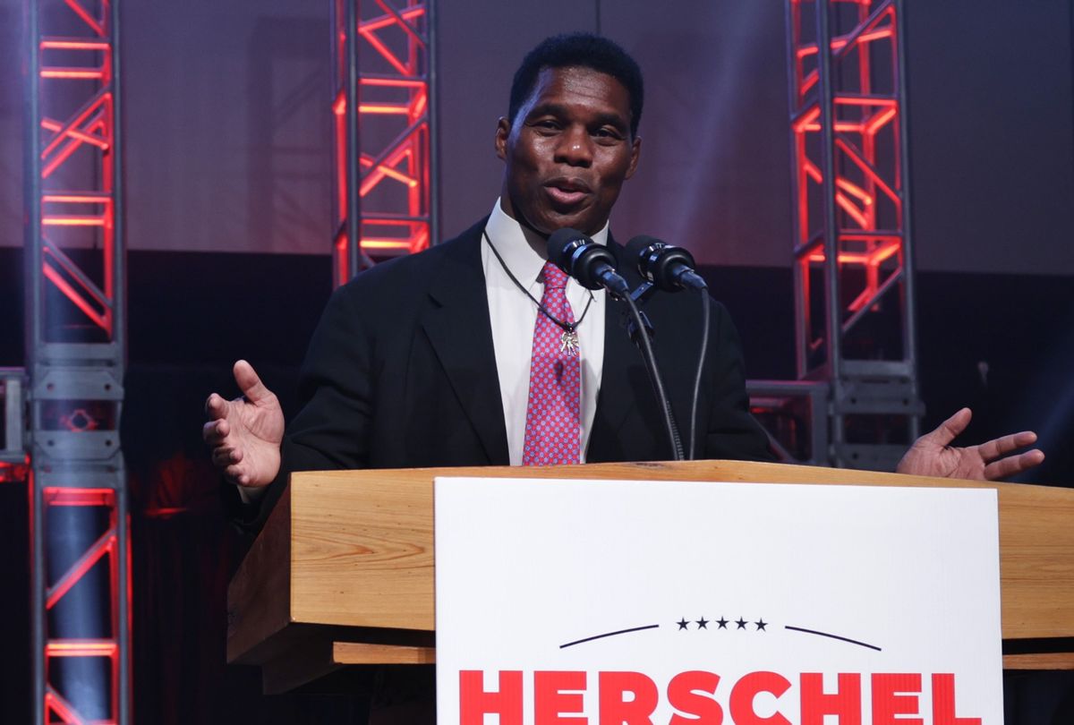 Georgia Republican Senate candidate Herschel Walker delivers his concession speech during an election night event at the College Football Hall of Fame on December 6, 2022 in Atlanta, Georgia.  (Alex Wong/Getty Images)