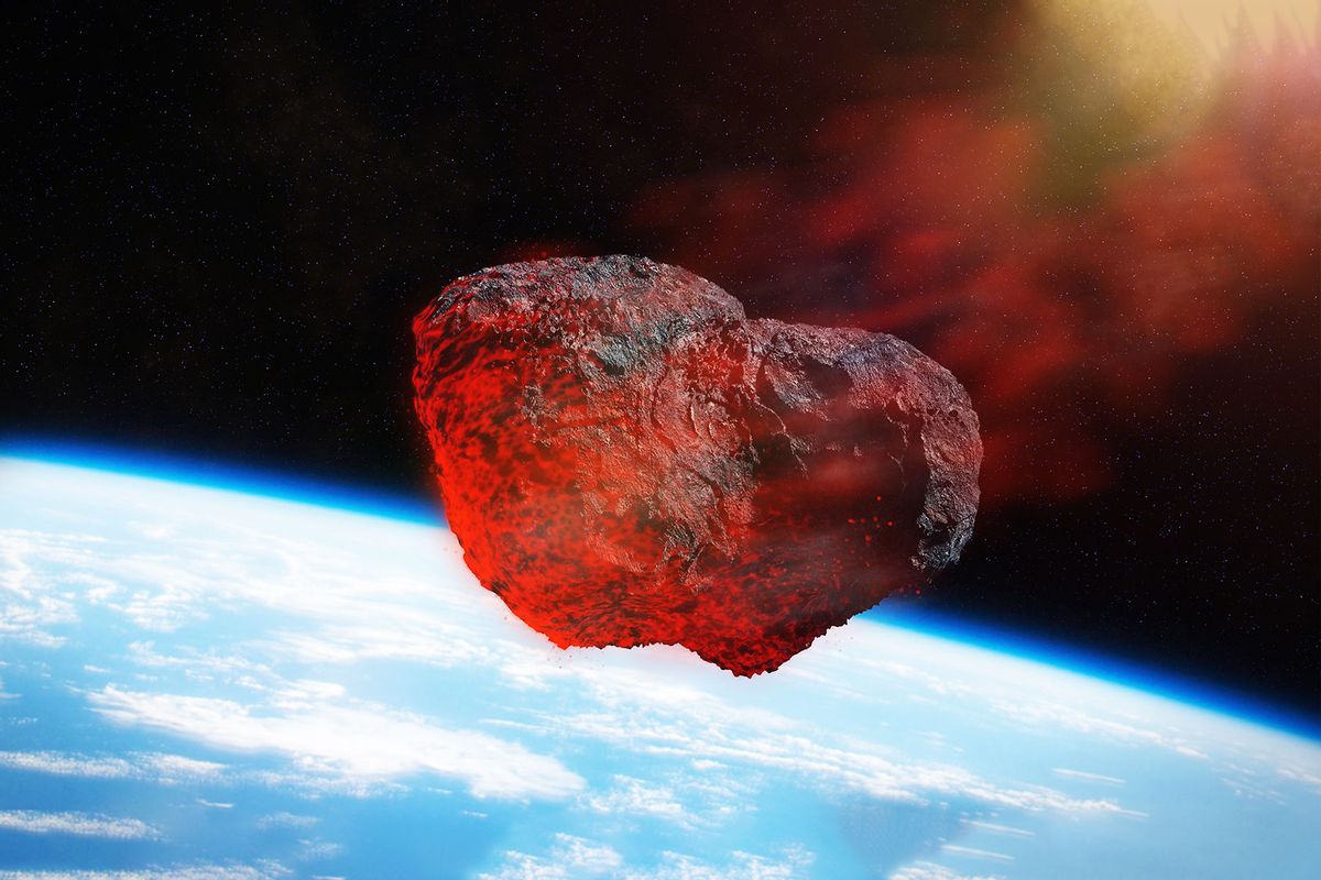 Meteorite from outer space, falling toward planet Earth (Getty Images/dottedhippo)