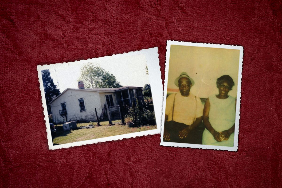 Israel Page and Margaret (Warren) Page, Sharon Tubbs's maternal grandparents, and the house in Uniontown, Alabama, where the Tubbs family traveled from Fort Wayne, Indiana, each summer to visit grandparents. (Photo illustration by Salon/Photos courtesy of author/Getty Images)