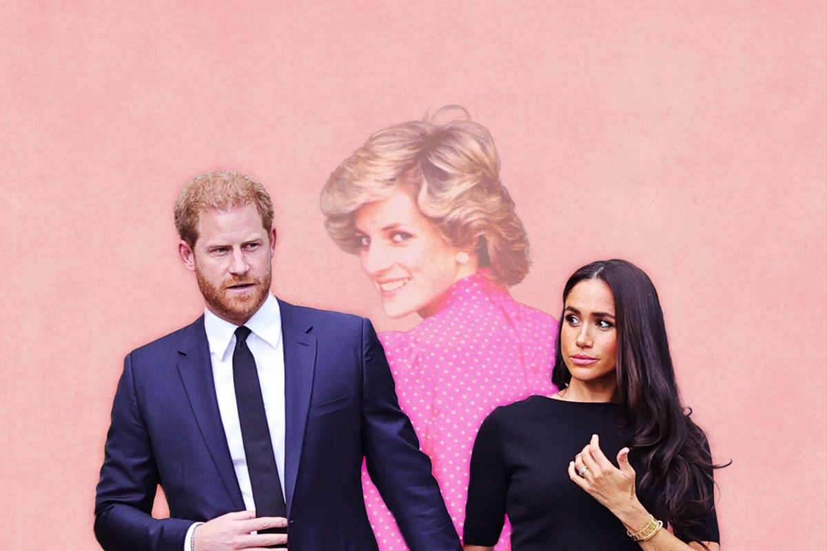 Prince Harry, Meghan Markle and Princess Diana (Photo illustration by Salon/Getty Images)