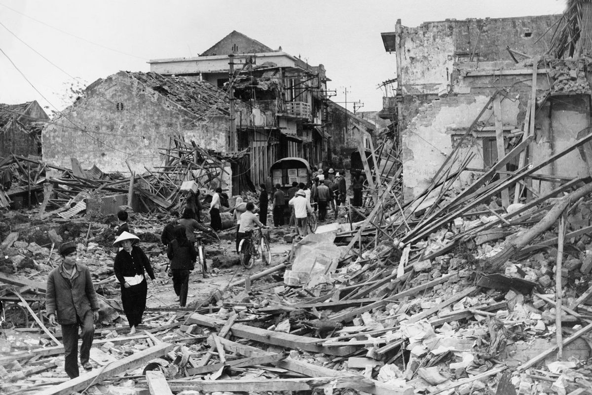 Kham Thien street in central Hanoi which was turned to rubble by an American bombing raid on December 27, 1972. (Sovfoto/Universal Images Group via Getty Images)