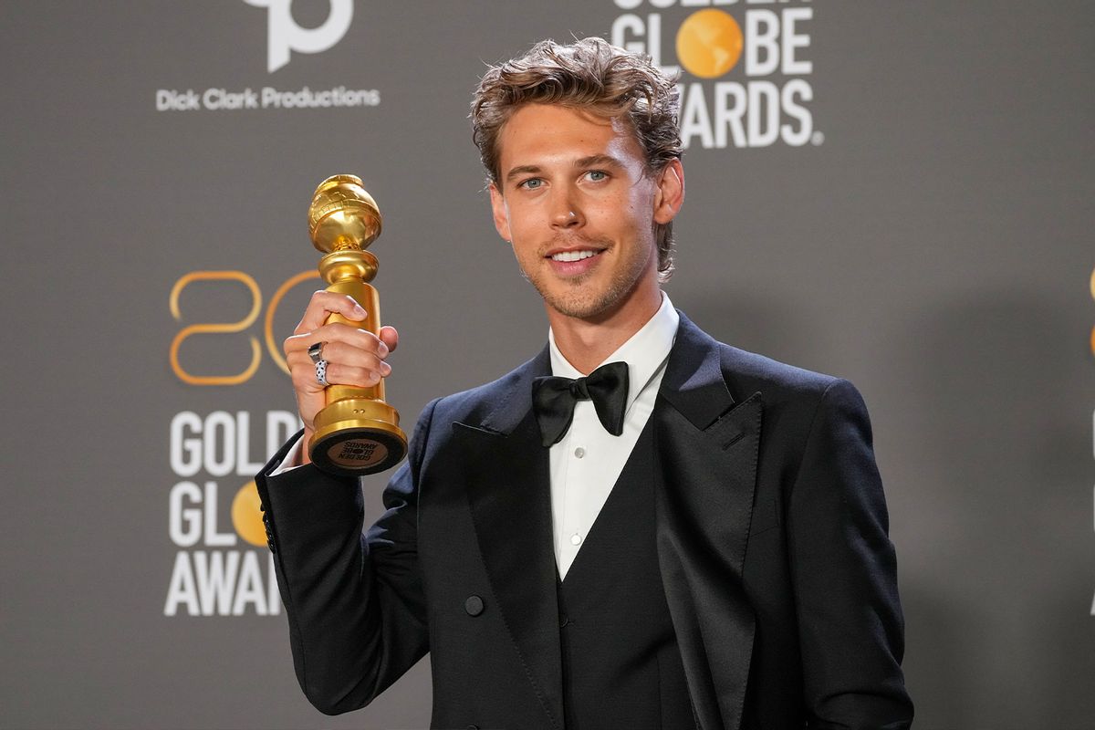 Austin Butler poses with the Best Actor in a Motion Picture – Drama award for "Elvis" in the press room during the 80th Annual Golden Globe Awards at The Beverly Hilton on January 10, 2023 in Beverly Hills, California. (Kevin Mazur/Getty Images)