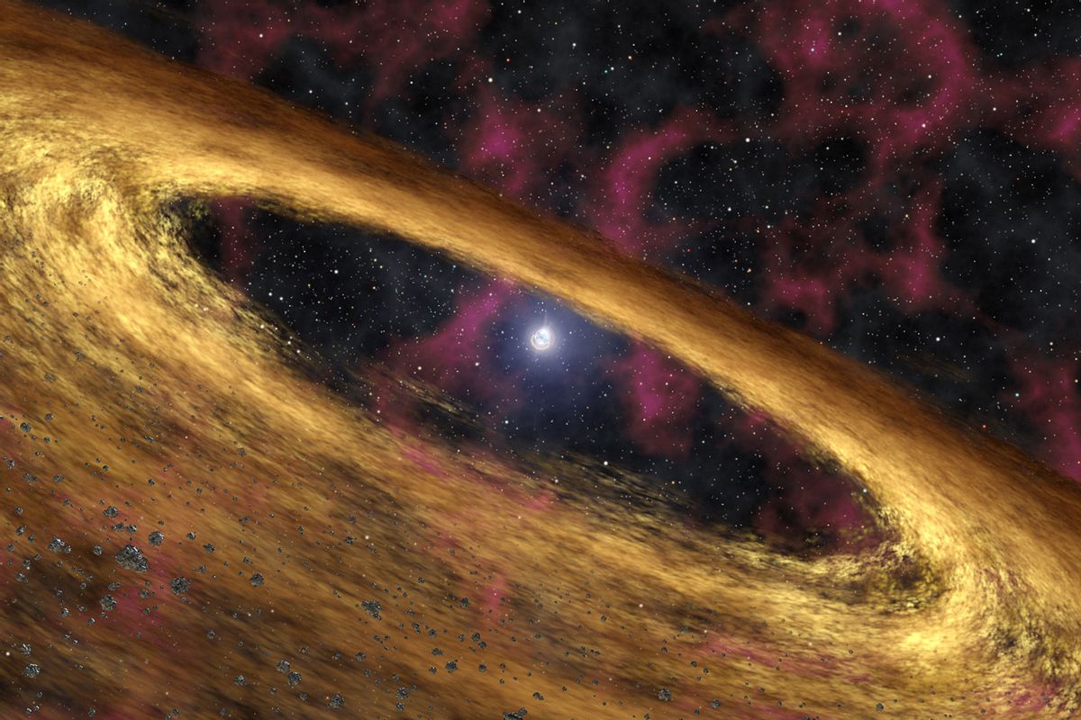 Artist’s concept of a fallback disk around pulsar 4U 0142+61. (NASA/JPL-Caltech/R. Hurt (SSC))