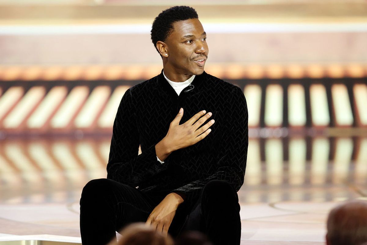 Host Jerrod Carmichael at the 80th Annual Golden Globe Awards held at the Beverly Hilton Hotel on January 10, 2023 (Rich Polk/NBC)