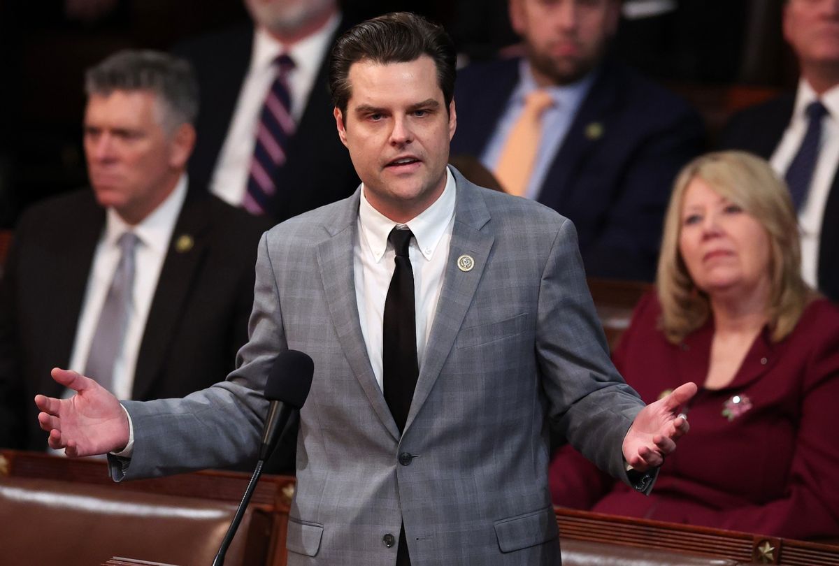 Rep.-elect Matt Gaetz (R-FL) delivers remarks in the House Chamber during the fourth day of elections for Speaker of the House at the U.S. Capitol Building on January 06, 2023 in Washington, DC. (Win McNamee/Getty Images)