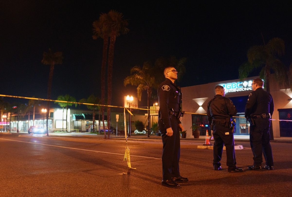 Law enforcement at the scene of a shooting on January 22, 2023 in Monterey Park, California.  ( Eric Thayer/Getty Images)