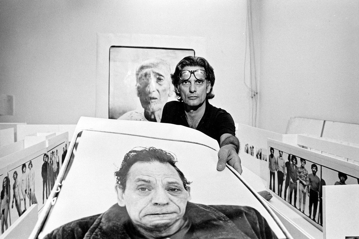Photographer Richard Avedon planning his retrospective exhibition at New York's Marlborough Gallery, photographed August 27, 1975. (Jack Mitchell/Getty Images)