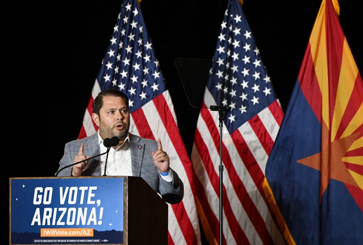 US Representative Ruben Gallego (D-AZ) speaks during a campaign event in Phoenix, Arizona, on November 2, 2022.  (PATRICK T. FALLON/AFP via Getty Images)
