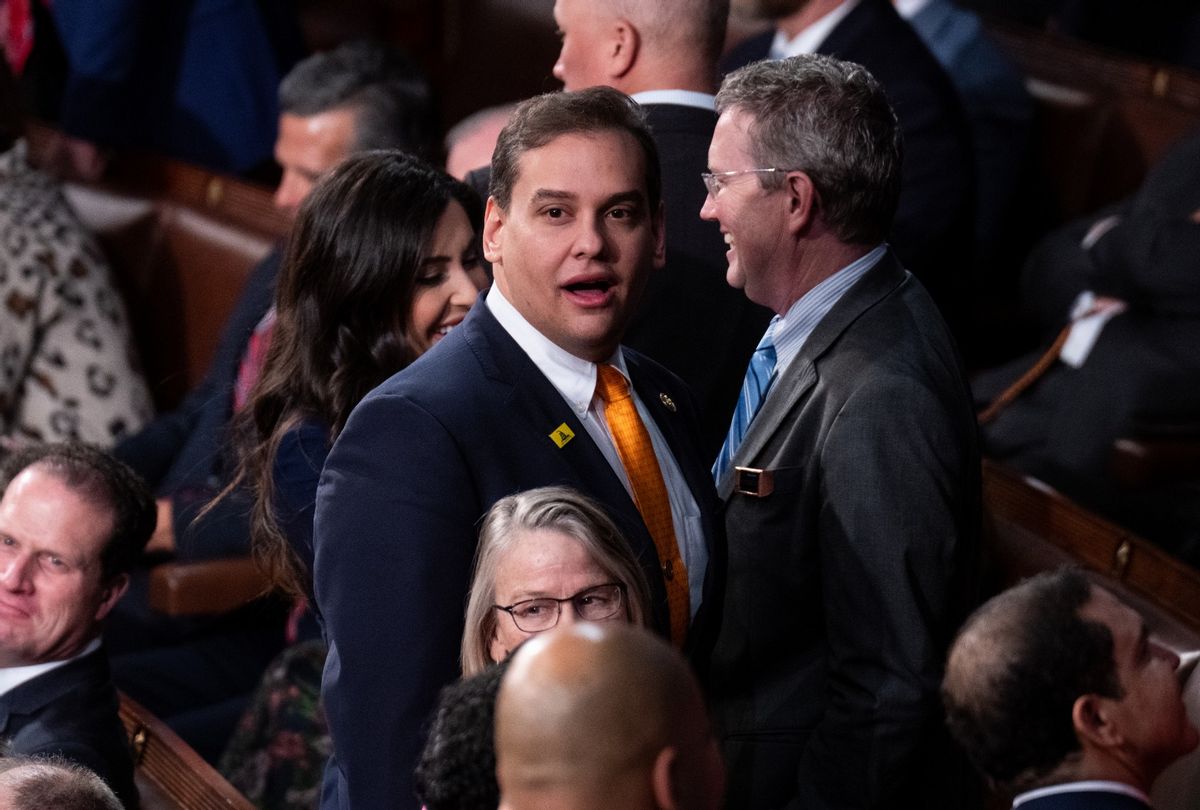 Rep. George Santos, R-N.Y., attends President Joe Bidens State of the Union address to Congress on Tuesday, February 7, 2023.  (Bill Clark/CQ-Roll Call, Inc via Getty Images)