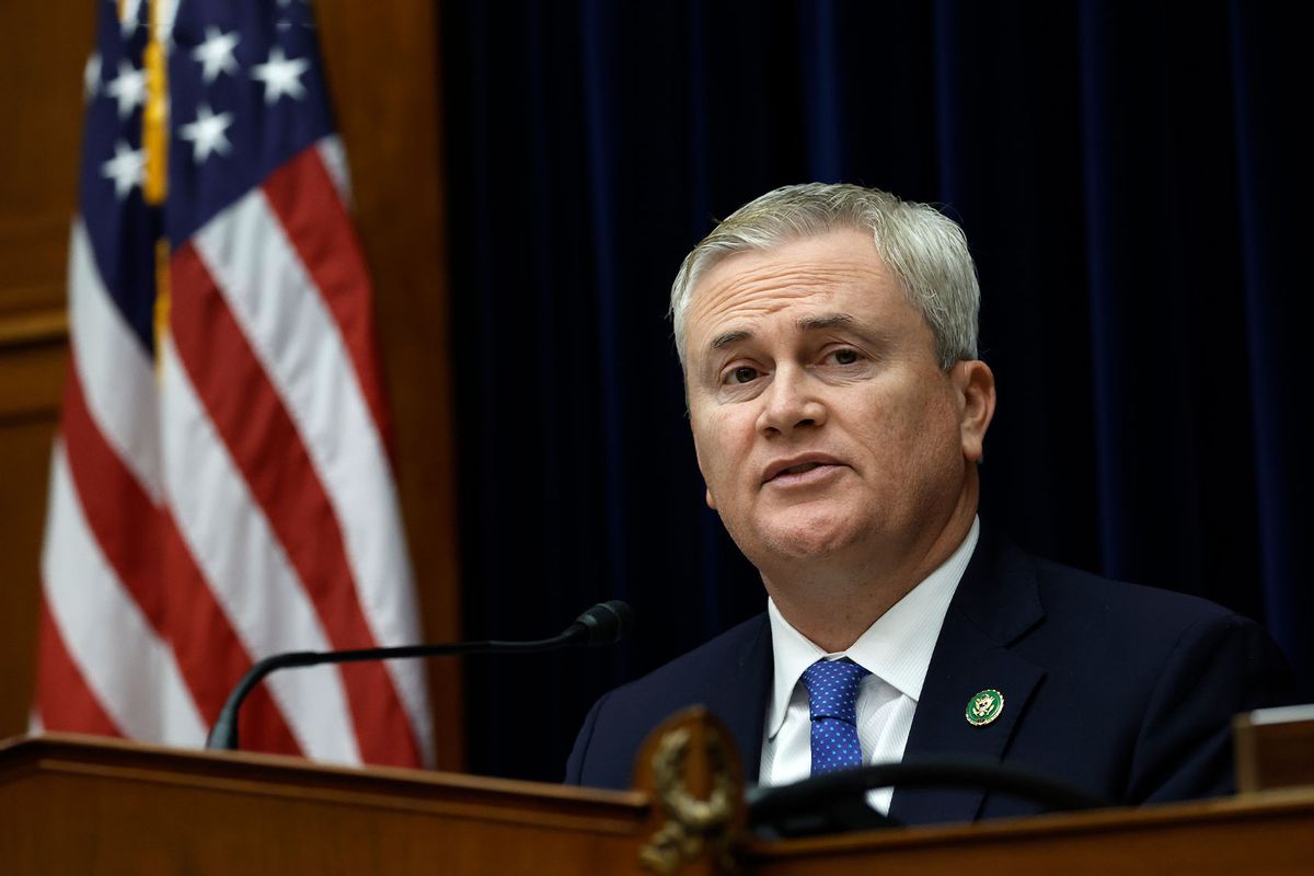 U.S. Rep. James Comer (R-KY), Chairman of the House Oversight and Reform Committee, delivers remarks during a hearing in the Rayburn House Office Building on February 01, 2023 in Washington, DC. (Anna Moneymaker/Getty Images)