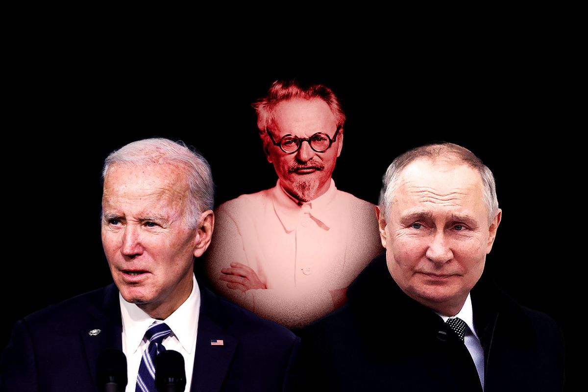 Leon Trotsky, Joe Biden and Vladimir Putin (Photo illustration by Salon/Getty Images)