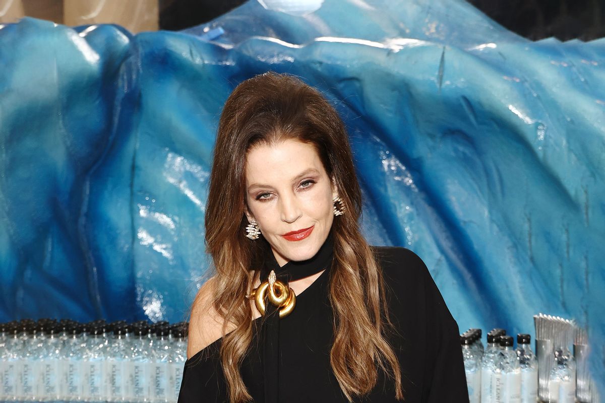 Lisa Marie Presley with Icelandic Glacial at the 80th Annual Golden Globe Awards at The Beverly Hilton on January 10, 2023 in Beverly Hills, California. (Joe Scarnici/Getty Images for Icelandic Glacial)