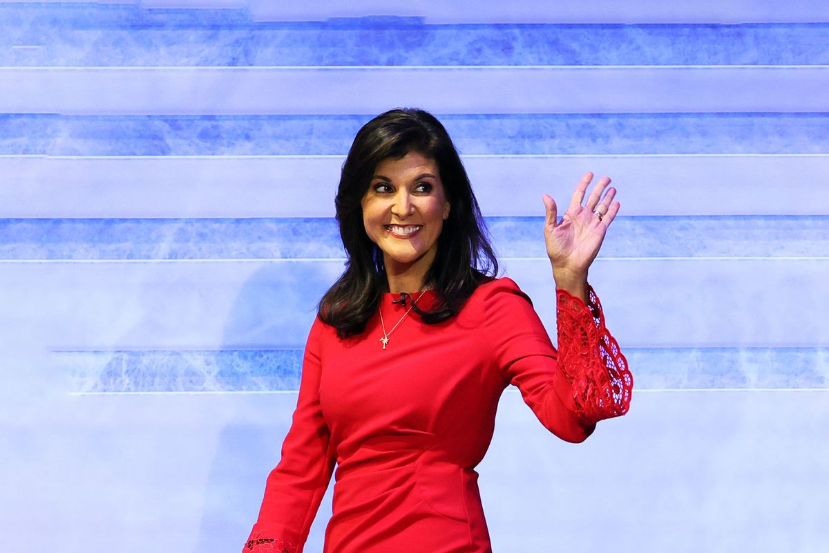 Nikki Haley visits "Hannity" at Fox News Channel Studios on January 20, 2023 in New York City. (Theo Wargo/Getty Images)