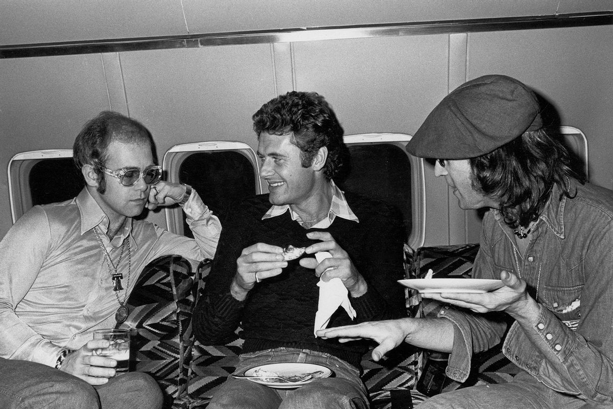 Tony King With John and Elton, on their way to Boston, 1974 (Photo from the author’s collection)