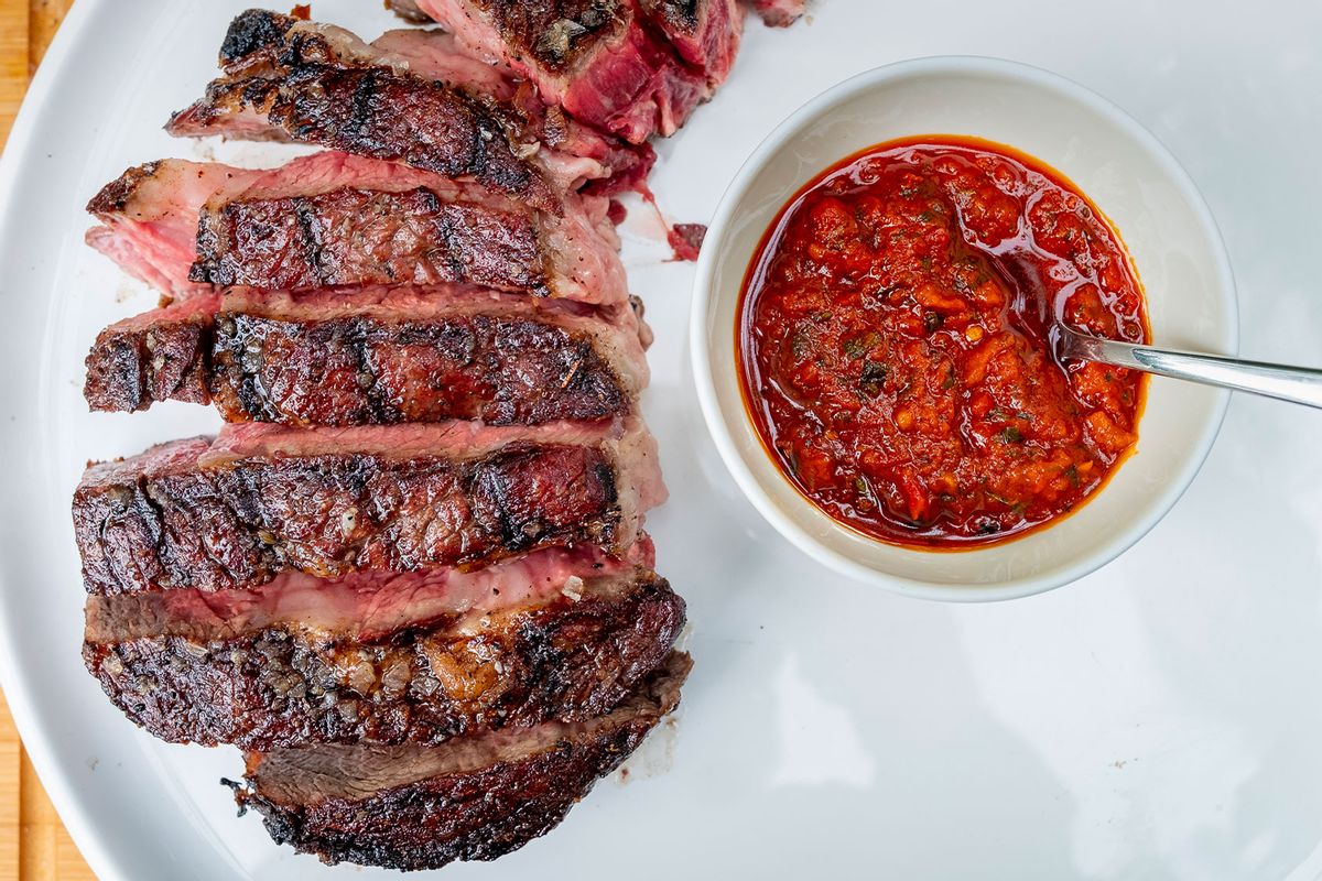 Red chimichurri and steak (Tom Gallagher)
