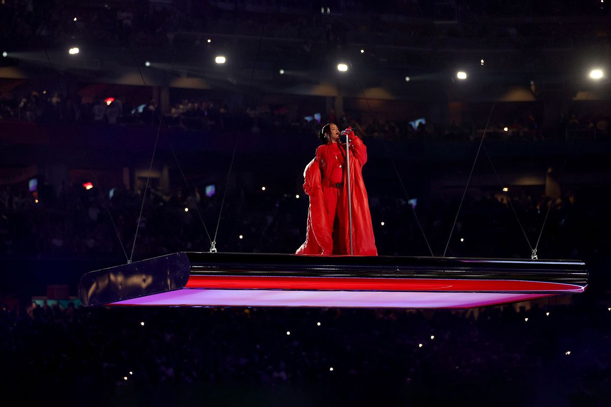 Rihanna performs onstage during the Apple Music Super Bowl LVII Halftime Show at State Farm Stadium on February 12, 2023 in Glendale, Arizona. (Gregory Shamus/Getty Images)