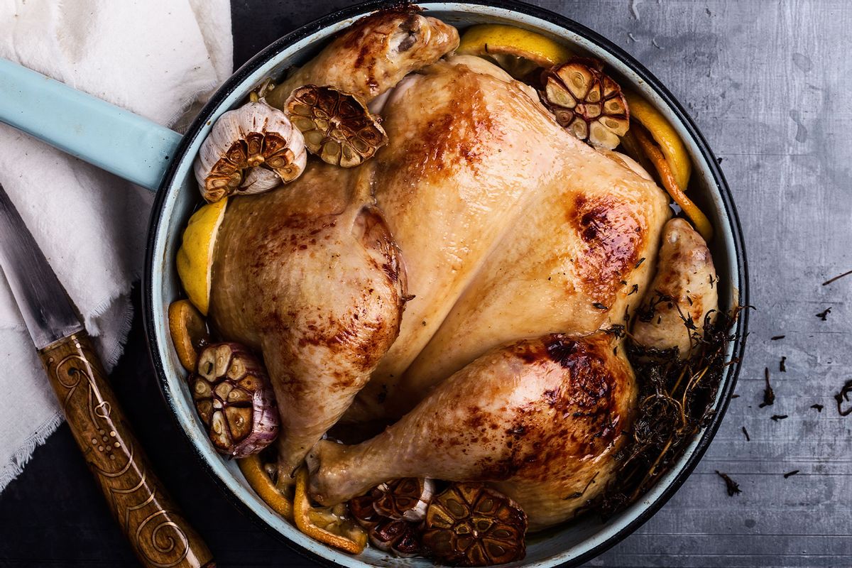 Homemade roasted chicken with spices, thyme and lemon (Getty Images/istetiana)