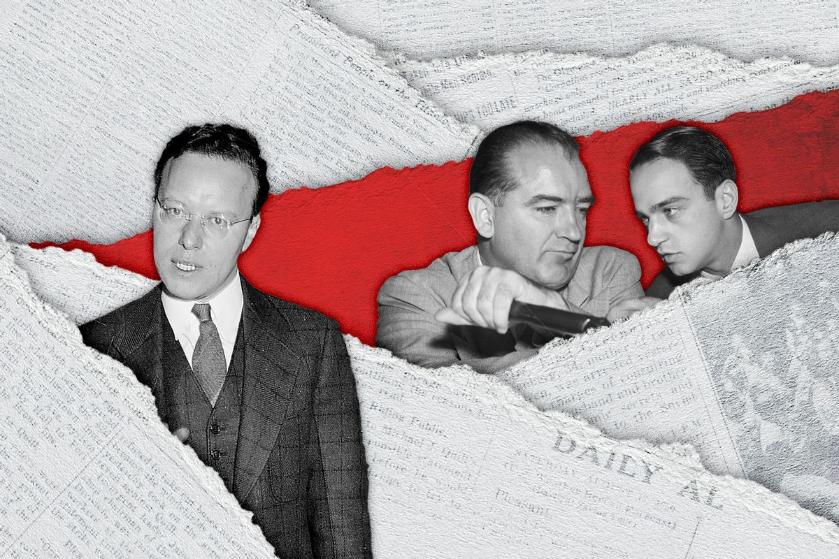 Abraham Feller (great uncle of the author), Joseph McCarthy and Roy Cohn (Photo illustration by Salon/Getty Images/Library of Congress)