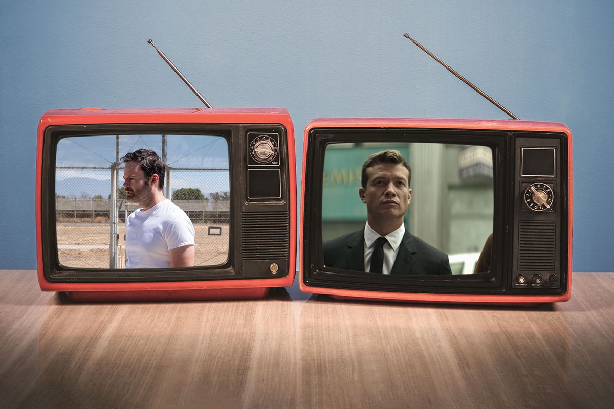 Bill Hader in "Barry" and Ed Speleers in "You" on retro TVs (Photo illustration by Salon/Getty images/Netflix/HBO/Merrick Morton)