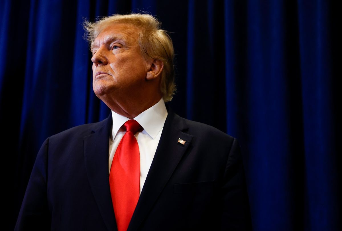 Former President Donald Trump speaks to reporters before his speech at the annual Conservative Political Action Conference (CPAC) at Gaylord National Resort & Convention Center on March 4, 2023 in National Harbor, Maryland.  (Anna Moneymaker/Getty Images)