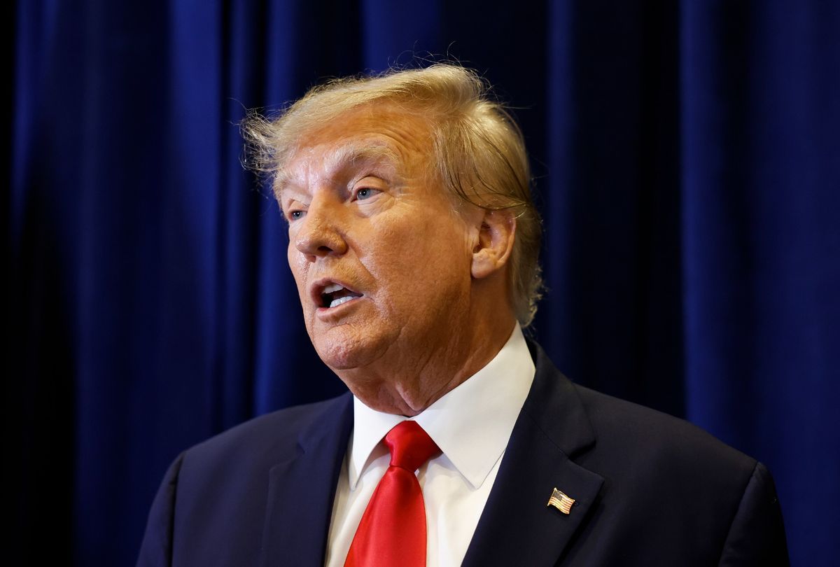 Former President Donald Trump speaks to reporters before his speech at CPAC on March 4, 2023 in National Harbor, Maryland.  (Anna Moneymaker/Getty Images)