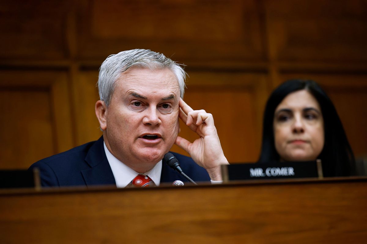 House Oversight Committee Chairman James Comer (R-KY) questions witnesses during the first public hearing of the House Select Subcommittee on the Coronavirus Pandemic in the Rayburn House Office Building on Capitol Hill on March 08, 2023 in Washington, DC. (Chip Somodevilla/Getty Images)