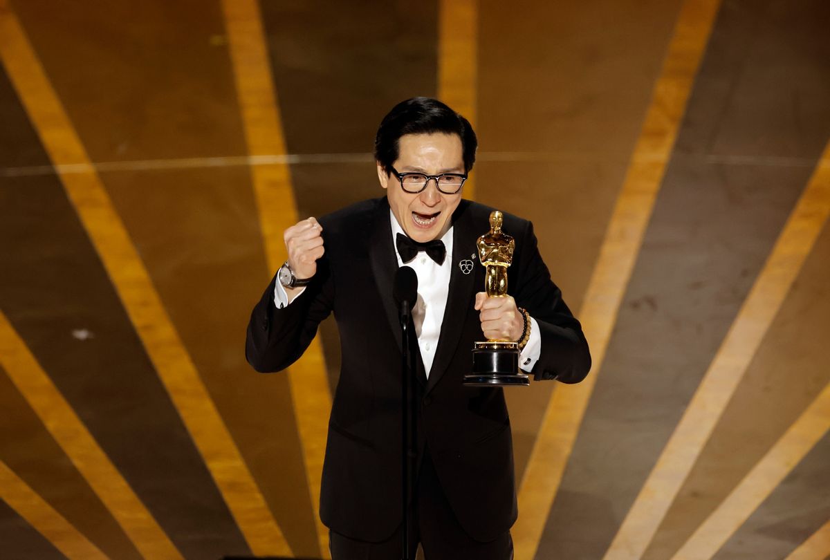 Ke Huy Quan accepts the Best Supporting Actor award "Everything Everywhere All at Once" onstage during the 95th Annual Academy Awards at Dolby Theatre on March 12, 2023 in Hollywood, California (Kevin Winter/Getty Images)